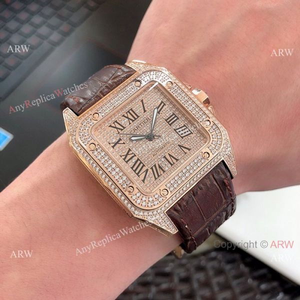 Cartier Santos 100 Diamond Replica Watch SS Full Diamond Cartier Santos 100 Diamond Replica Watch SS Full Diamond