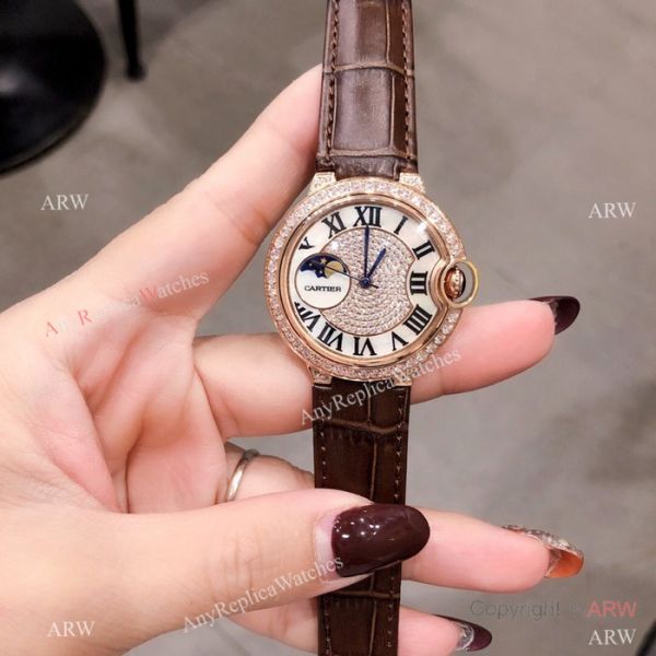 Fake Cartier Ballon Bleu Rose Gold Diamond Watches 36mm Lady Fake Cartier Ballon Bleu Rose Gold Diamond Watches 36mm Lady