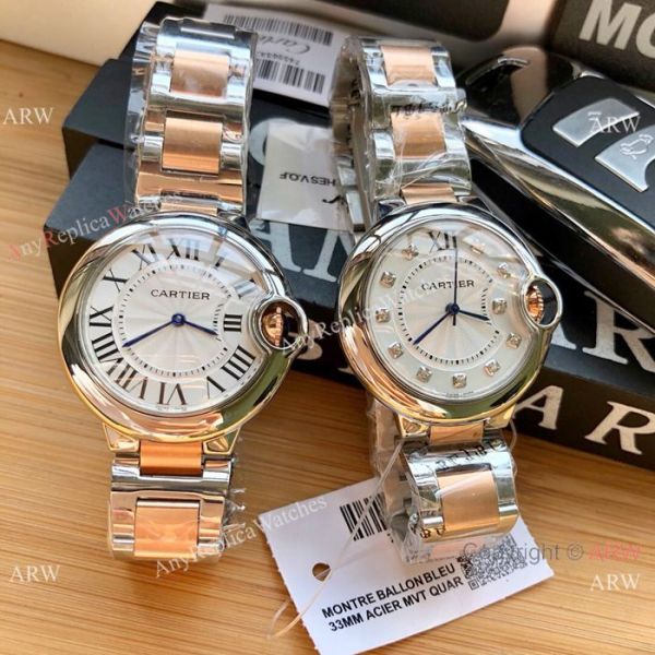 Cartier Ballon Bleu 33mm 2-Tone Rose Gold Silver Dial Womens Fake Cartier Watch Cartier Ballon Bleu 33mm 2-Tone Rose Gold Silver Dial Womens Fake Cartier Watch