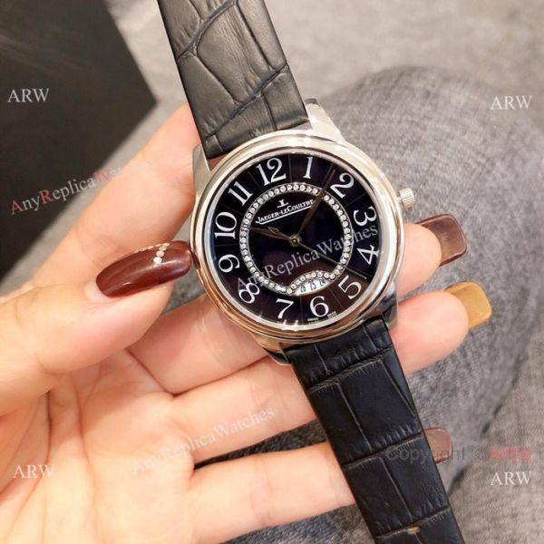Replica Jaeger leCoultre Ladies Watch White MOP Dial Black Leather Band Replica Jaeger leCoultre Ladies Watch White MOP Dial Black Leather Band