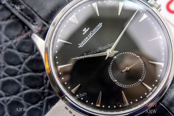 Swiss Copy Jaeger LeCoultre Master ultra thin Watch SS Black Leather Band Swiss Copy Jaeger LeCoultre Master ultra thin Watch SS Black Leather Band