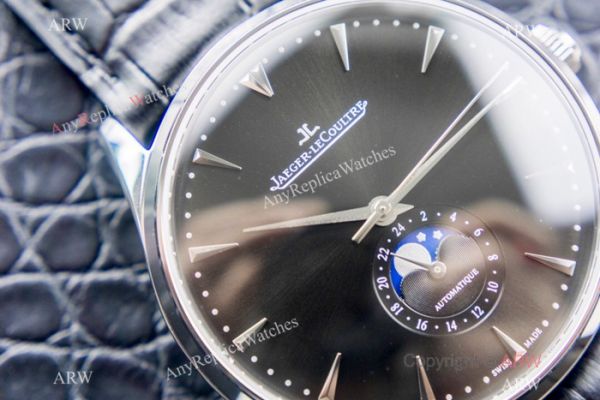 Swiss Grade Jaeger LeCoultre Master Ultra Thin Moon SS Black Face Watch 39mm Swiss Grade Jaeger LeCoultre Master Ultra Thin Moon SS Black Face Watch 39mm