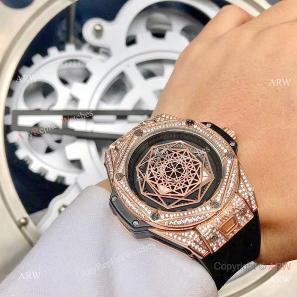 Hublot Big Bang Sang Bleu Stainless Steel Iced Out Watch Best Replica Hublot Big Bang Sang Bleu Stainless Steel Iced Out Watch Best Replica