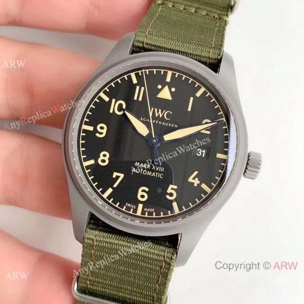Swiss IWC Mark XVIII Replica Watch Titanium Green Nato Strap M+ Factory Swiss IWC Mark XVIII Replica Watch Titanium Green Nato Strap M+ Factory