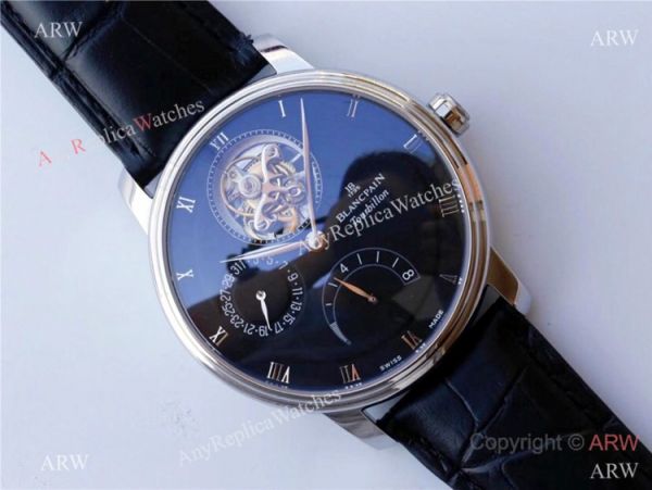 Best 1-1 Replica JB Factory Blancpain Villeret REAL Tourbillon Watch SS Black Dial Best 1-1 Replica JB Factory Blancpain Villeret REAL Tourbillon Watch SS Black Dial