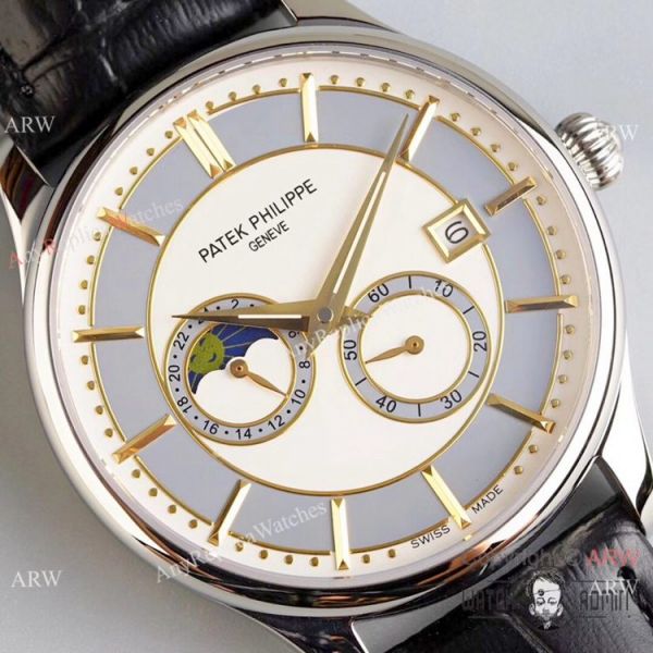 Grade 1A Replica Patek Philippe Moonphase White Dial Watch New Patek Philippe AAA Grade 1A Replica Patek Philippe Moonphase White Dial Watch New Patek Philippe AAA