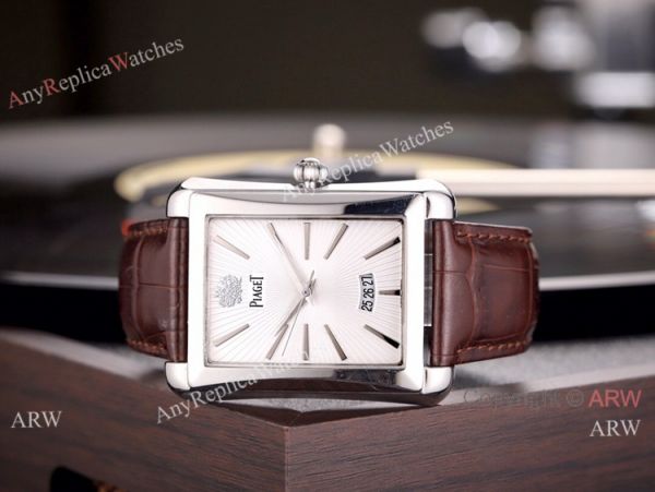 Copy Piaget Automatic Watches 40mm SS Black Dial Black Leather Band Copy Piaget Automatic Watches 40mm SS Black Dial Black Leather Band