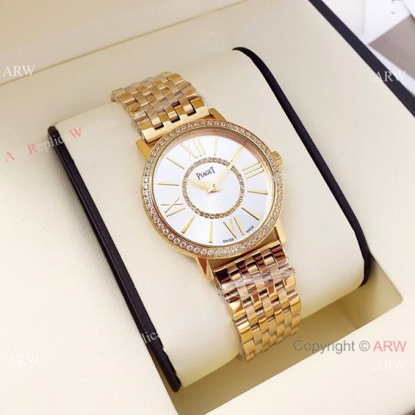 Best Copy Piaget Ladies Quartz Watches Stainless Steel Black Face 36mm Best Copy Piaget Ladies Quartz Watches Stainless Steel Black Face 36mm