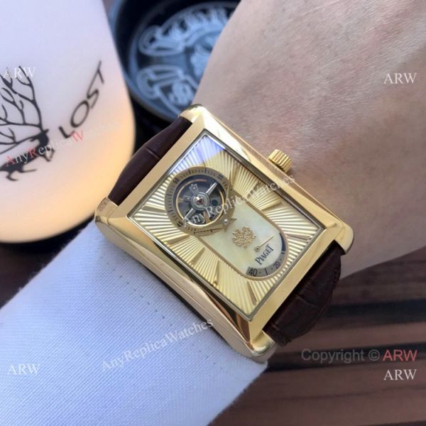 2019 Replica Piaget Black Tie Watches Power Reserve Face Brown Leather Band 2019 Replica Piaget Black Tie Watches Power Reserve Face Brown Leather Band