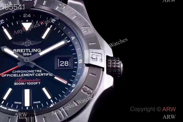 Replica Breitling Avenger II GMT 2836 SS Black Dial Watch GF Factory Replica Breitling Avenger II GMT 2836 SS Black Dial Watch GF Factory
