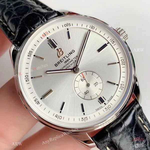 Swiss ETA Breitling Premier Replica Watch Silver Dial Black Leather Strap Swiss ETA Breitling Premier Replica Watch Silver Dial Black Leather Strap