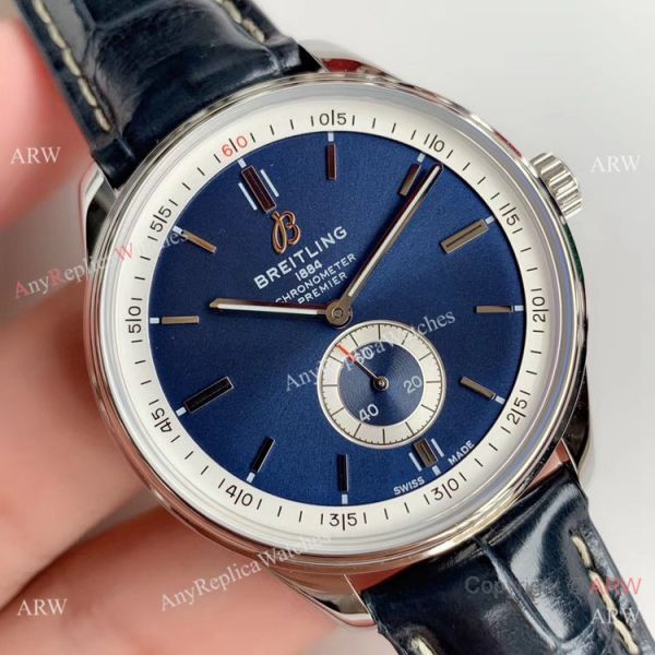Grade A Replica Breitling Premier Blue Dial Blue Leather Strap Watch Grade A Replica Breitling Premier Blue Dial Blue Leather Strap Watch