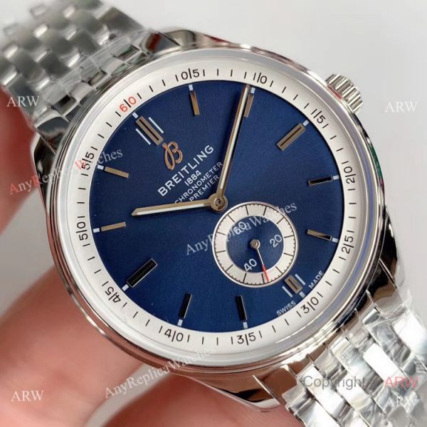 Swiss Grade A Breitling Premier Replica Watch Stainless Steel Blue Face Swiss Grade A Breitling Premier Replica Watch Stainless Steel Blue Face