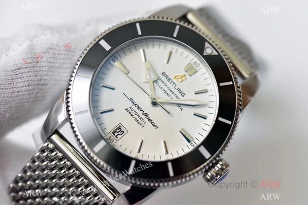 (GF) Replica Breitling Superocean Heritage II SS White Dial Black Ceramic Watch 42mm (GF) Replica Breitling Superocean Heritage II SS White Dial Black Ceramic Watch 42mm