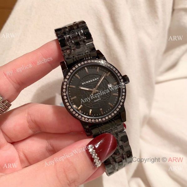Solid Black Burberry Replica Watch 32mm Quartz Movement Solid Black Burberry Replica Watch 32mm Quartz Movement