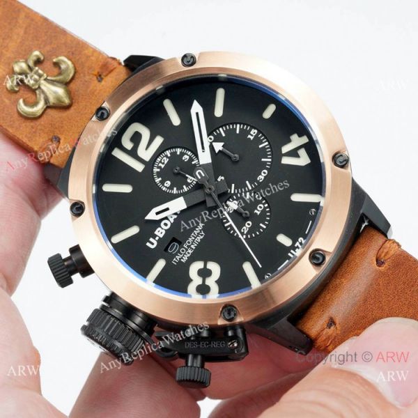 U Boat Classico U-72 Replica Watches Rose Gold Bezel Black Dial U Boat Classico U-72 Replica Watches Rose Gold Bezel Black Dial