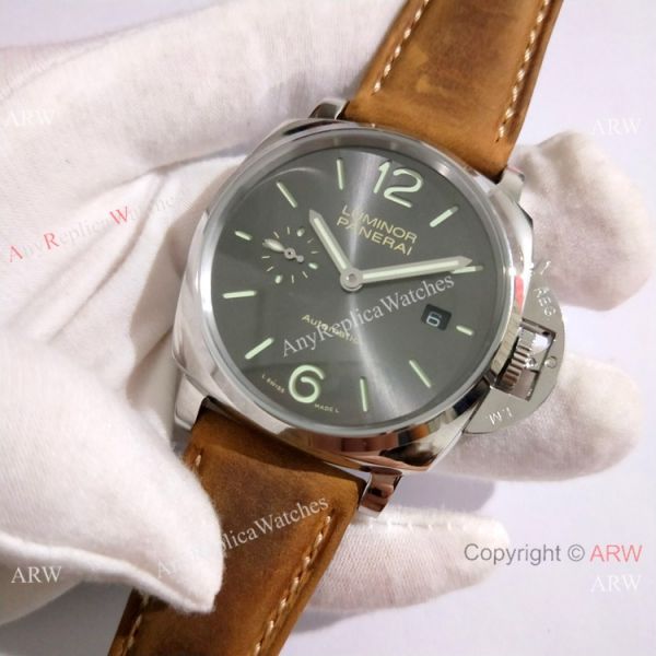 Replica Panerai PAM 904 Luminor DUE Watch SS Gray Face Green Marker Replica Panerai PAM 904 Luminor DUE Watch SS Gray Face Green Marker