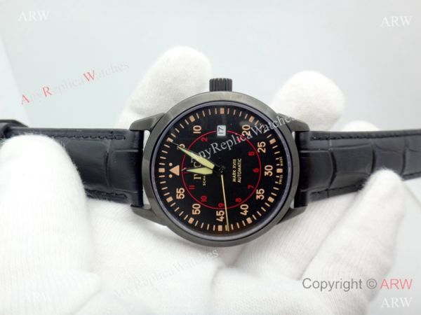 Replica IWC Mark XVIII 40mm Watch Black Case Orange Markers Replica IWC Mark XVIII 40mm Watch Black Case Orange Markers