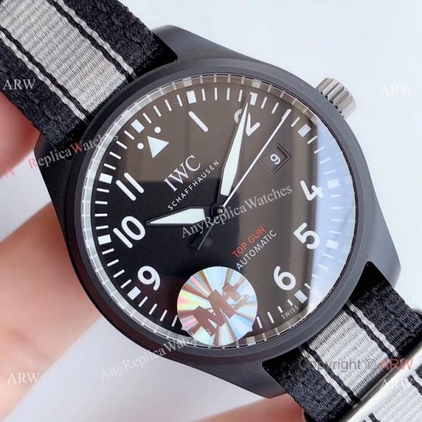 (M+) Swiss Replica IWC Pilots Top Gun Cal.35111 Watch Black PVD Nato Strap (M+) Swiss Replica IWC Pilots Top Gun Cal.35111 Watch Black PVD Nato Strap