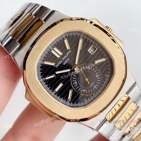Highest Quality Copy Patek Philippe Nautilus Two Tone Black Watch Swiss Grade 1 Highest Quality Copy Patek Philippe Nautilus Two Tone Black Watch Swiss Grade 1