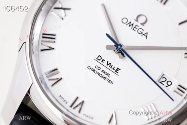 Swiss Grade 1 Omega De Ville Co Axial White Dial Leather Strap Watch VS Factory Swiss Grade 1 Omega De Ville Co Axial White Dial Leather Strap Watch VS Factory