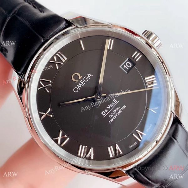 VS Factory Replica Omega De Ville Co-Axial Swiss 8500 Watch SS Black Leather Band VS Factory Replica Omega De Ville Co-Axial Swiss 8500 Watch SS Black Leather Band