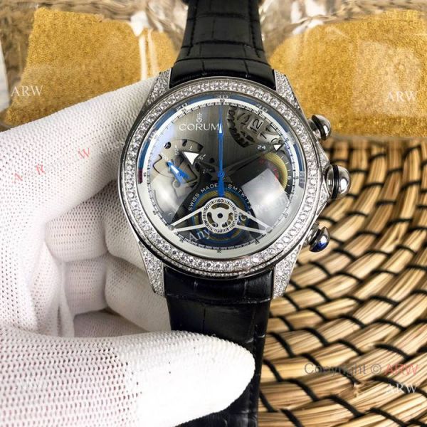 Bubble Chronograph Corum Watch Diamond Case Black Dial Bubble Chronograph Corum Watch Diamond Case Black Dial