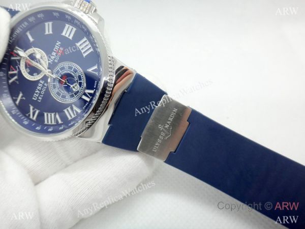 SWISS Replica Ulysse Nardin Marine Watch Blue Chronograph Dial Blue Rubber Strap SWISS Replica Ulysse Nardin Marine Watch Blue Chronograph Dial Blue Rubber Strap