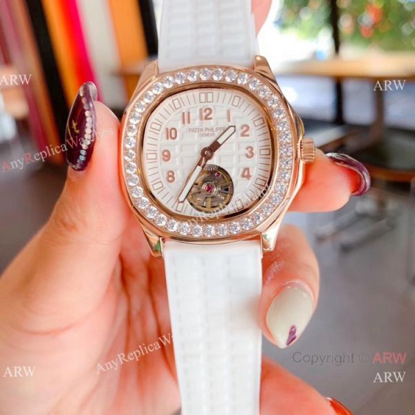Clone Patek Philippe Aquanaut Tourbillon Women Watches Rose Gold Diamond Bezel Clone Patek Philippe Aquanaut Tourbillon Women Watches Rose Gold Diamond Bezel