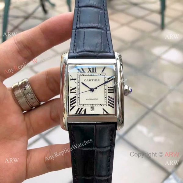 Buy Replica CARTIER Tank Automatic Watches SS Black Dial Buy Replica CARTIER Tank Automatic Watches SS Black Dial