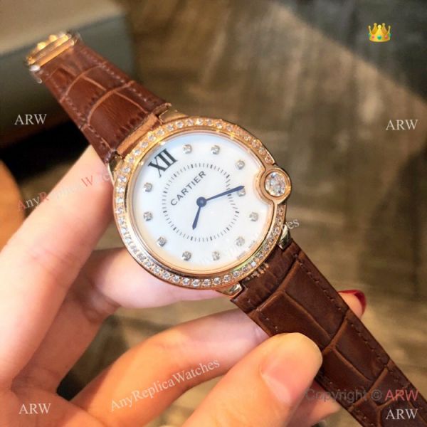 High Quality Cartier White Roman Dial Diamond Watch 36mm High Quality Cartier White Roman Dial Diamond Watch 36mm