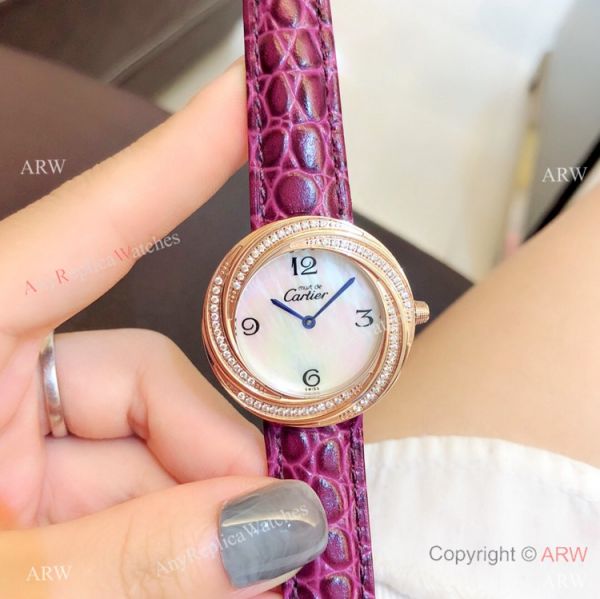 Perfect Replica Cartier Rose Gold White MOP Dial Watches For Sale Perfect Replica Cartier Rose Gold White MOP Dial Watches For Sale