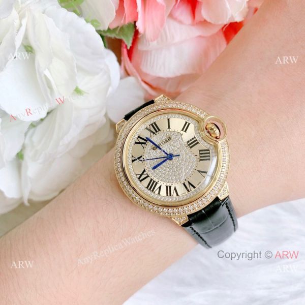 Best Quality Copy Cartier Ballon Bleu De Quartz Watch Yellow Gold Diamond Best Quality Copy Cartier Ballon Bleu De Quartz Watch Yellow Gold Diamond