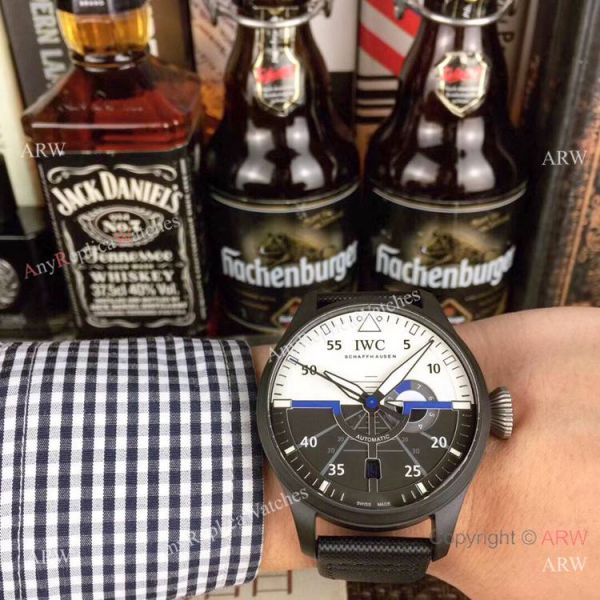 Swiss Replica IWC Pilots Top Gun SS Black Leather Strap Watch Swiss Replica IWC Pilots Top Gun SS Black Leather Strap Watch