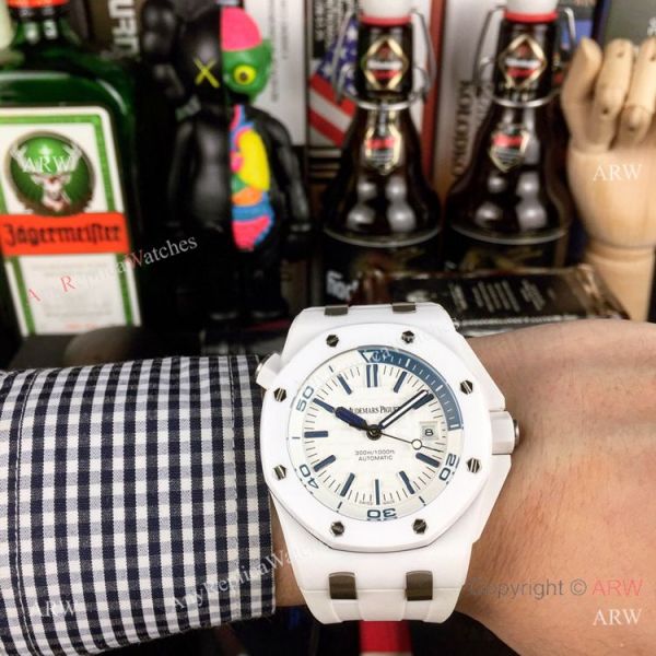 Swiss 3120 Audemars Piguet Royal Oak Offshore Divers White Ceramic Blue Rubber Watch New Replica Swiss 3120 Audemars Piguet Royal Oak Offshore Divers White Ceramic Blue Rubber Watch New Replica