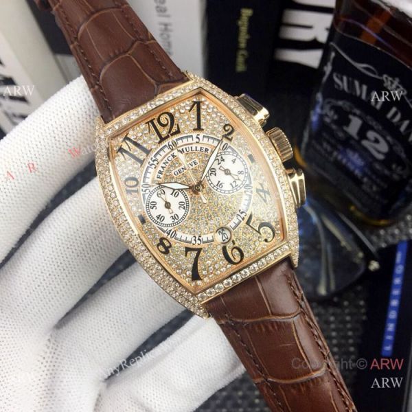 New Copy Franck Muller Mariner Chronograph Iced Out Watch Black Leather Strap New Copy Franck Muller Mariner Chronograph Iced Out Watch Black Leather Strap