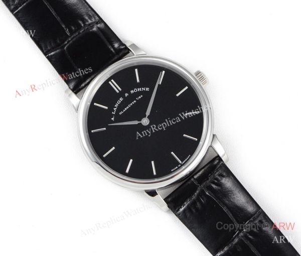 Swiss Grade A.Lange Sohne Saxonia Thin 2892 SS Black Dial Watch Super clone Swiss Grade A.Lange Sohne Saxonia Thin 2892 SS Black Dial Watch Super clone
