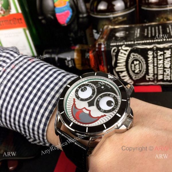New Copy Konstantin Chaykin Joker Watch Black Bezel Leather Strap New Copy Konstantin Chaykin Joker Watch Black Bezel Leather Strap