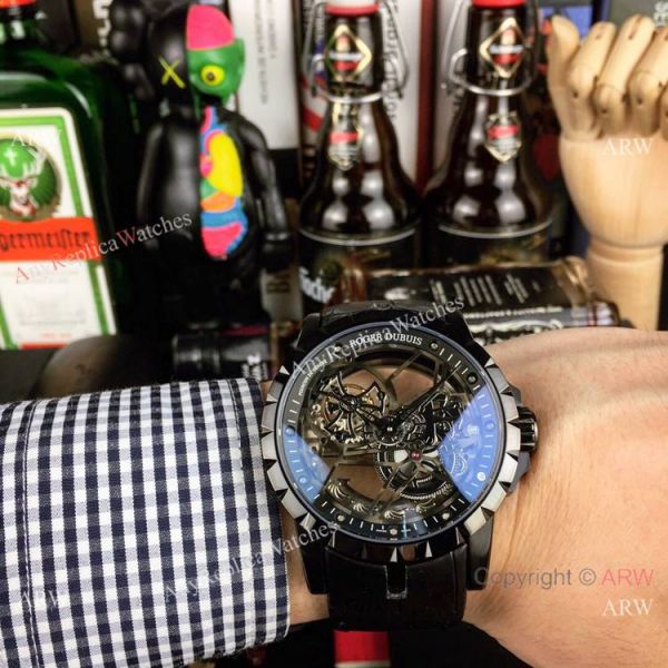 Copy Roger Dubuis Excalibur Flying Tourbillon Watches SS Gray Leather Strap Copy Roger Dubuis Excalibur Flying Tourbillon Watches SS Gray Leather Strap