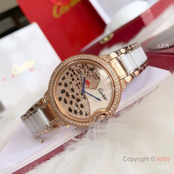 Copy Cartier Ballon Bleu SS Diamond Leopard Watch Swiss Quality Copy Cartier Ballon Bleu SS Diamond Leopard Watch Swiss Quality