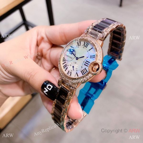 Copy Cartier Ballon Blue de 36mm Black Ceramic and Rose Gold Watch Copy Cartier Ballon Blue de 36mm Black Ceramic and Rose Gold Watch