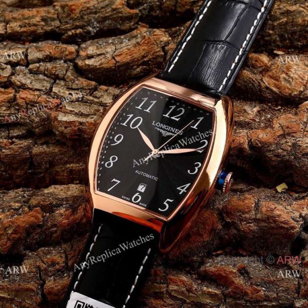 Copy Longines Evidenza Men Watches Black Dial Black Leather Strap Copy Longines Evidenza Men Watches Black Dial Black Leather Strap
