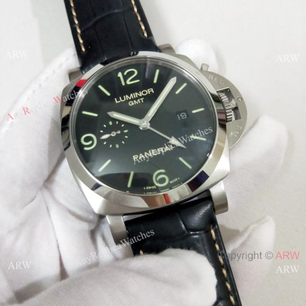 Officine Panerai Luminor GMT PAM320 Copy Watch SS Black Dial Officine Panerai Luminor GMT PAM320 Copy Watch SS Black Dial