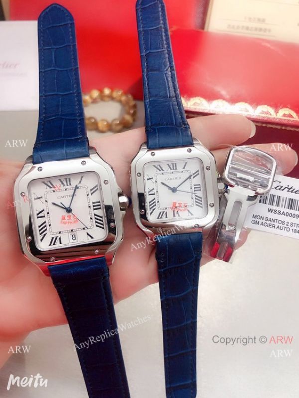 Buy Replica Cartier Santos de SS White Roman Dial Watch Quartz Buy Replica Cartier Santos de SS White Roman Dial Watch Quartz