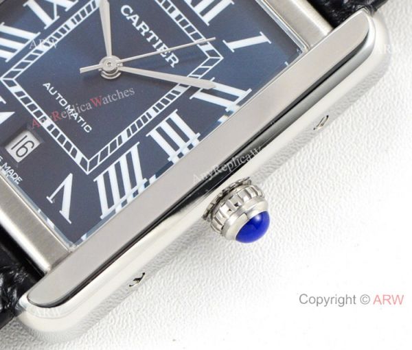 (ER) Grade 1A SwissTank Solo Cartier Watch Copy SS Black Roman Face (ER) Grade 1A SwissTank Solo Cartier Watch Copy SS Black Roman Face