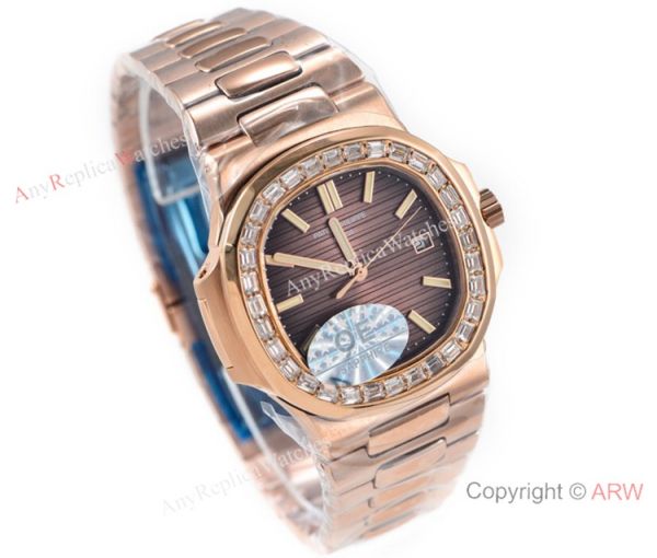 (OE)Swiss Copy Patek Philippe Nautilus 5713g Brown Dial Diamond Watch 40mm (OE)Swiss Copy Patek Philippe Nautilus 5713g Brown Dial Diamond Watch 40mm