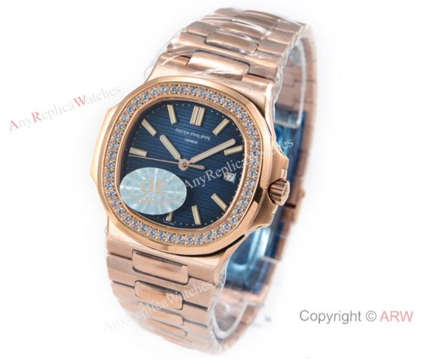 OE Factory Patek Philippe 5713G Nautilus Watches Copy Rose Gold Diamond bezel OE Factory Patek Philippe 5713G Nautilus Watches Copy Rose Gold Diamond bezel