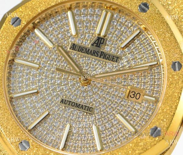 N9 Factory Audemars Piguet Royal Oak Frosted Gold Swiss 3120 Watch w-Diamond N9 Factory Audemars Piguet Royal Oak Frosted Gold Swiss 3120 Watch w-Diamond