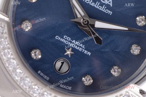 Swiss Grade Omega Constellation 27mm Watch Diamond Bezel Blue MOP Face Swiss Grade Omega Constellation 27mm Watch Diamond Bezel Blue MOP Face