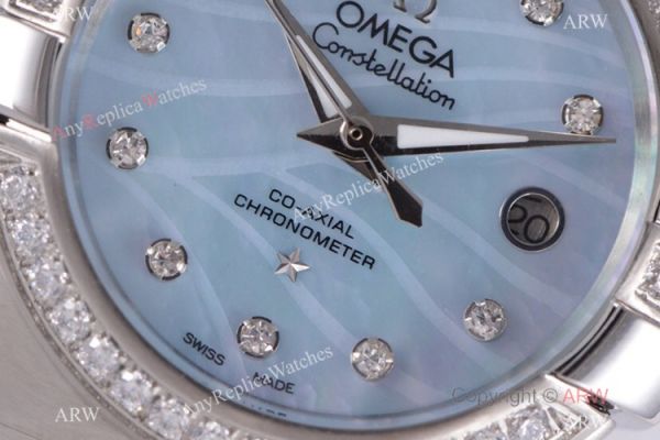 Swiss Replica Omega Constellation Stainless Steel Blue MOP Dial Watch 27mm Swiss Replica Omega Constellation Stainless Steel Blue MOP Dial Watch 27mm